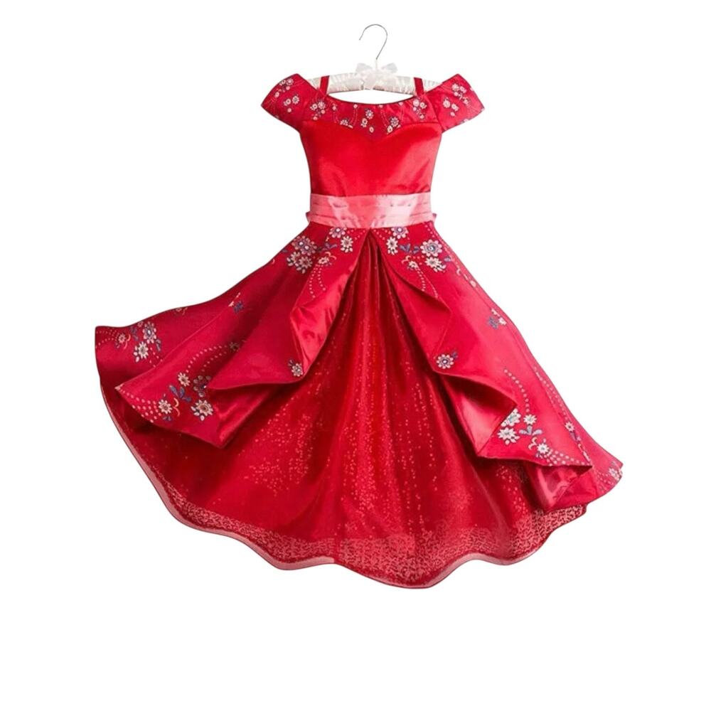 Disney Princess Red Medium Elena of Avalor girls Dress up Floral Gown Dress